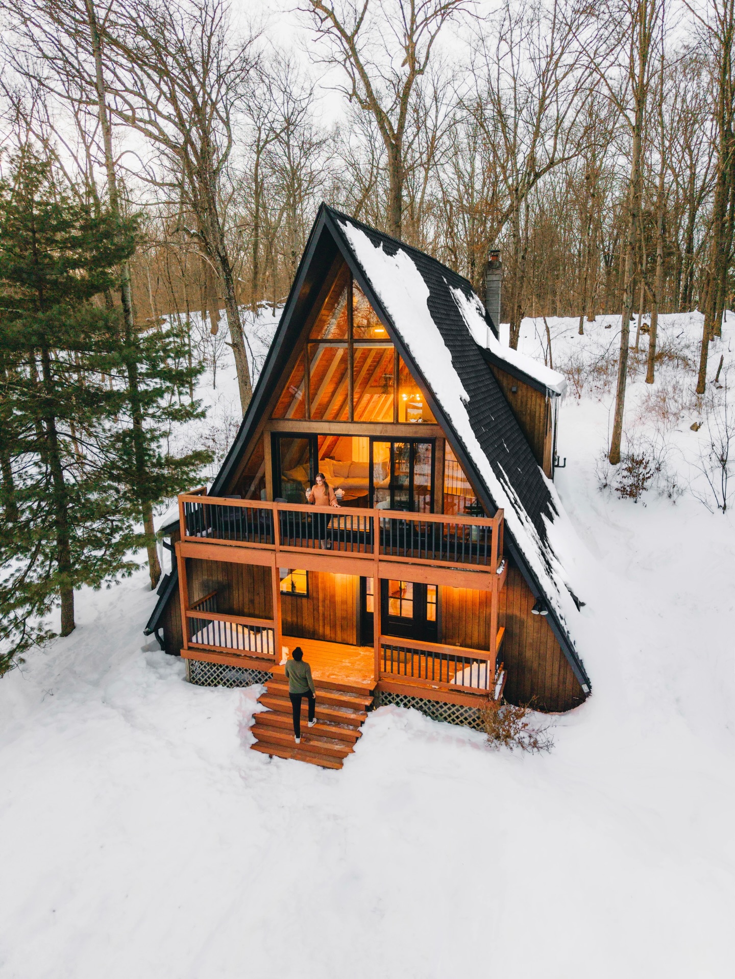 Upstate A-Frame renovation in Pine Plains, New York, photograph of the finished interior