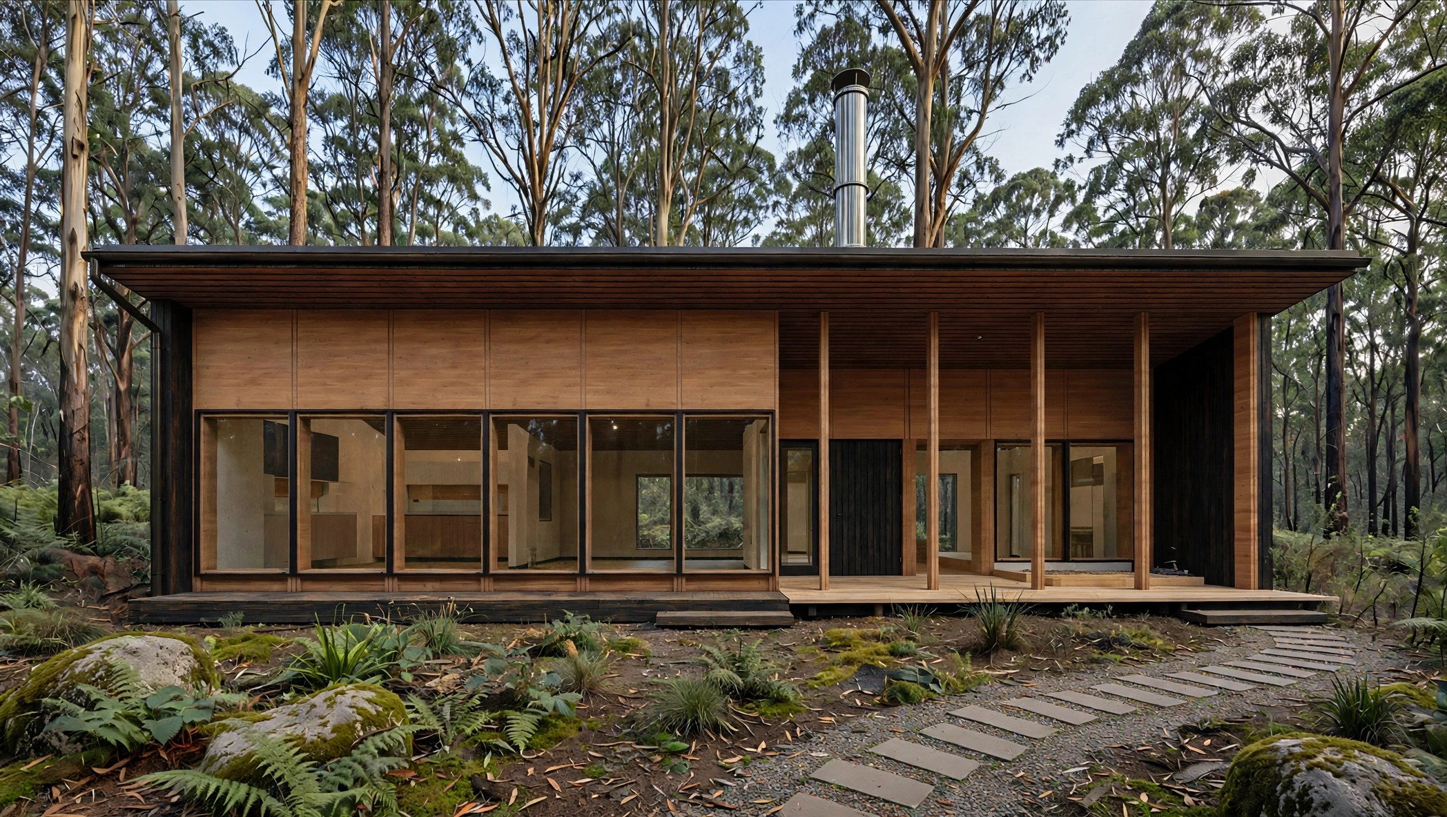 Casa Moreno frontal view, a dark clad private residence